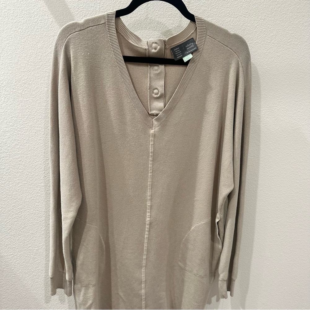 Anthropologie Beige Long Sleeve Dress Monday Tuesday Wednesday